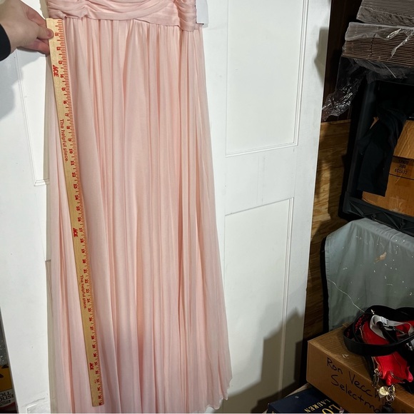 David’s Bridal Flutter Sleeve Cris Cross Mesh Dress Petal Pink Flowy Size 8 NWT - Picture 7 of 16